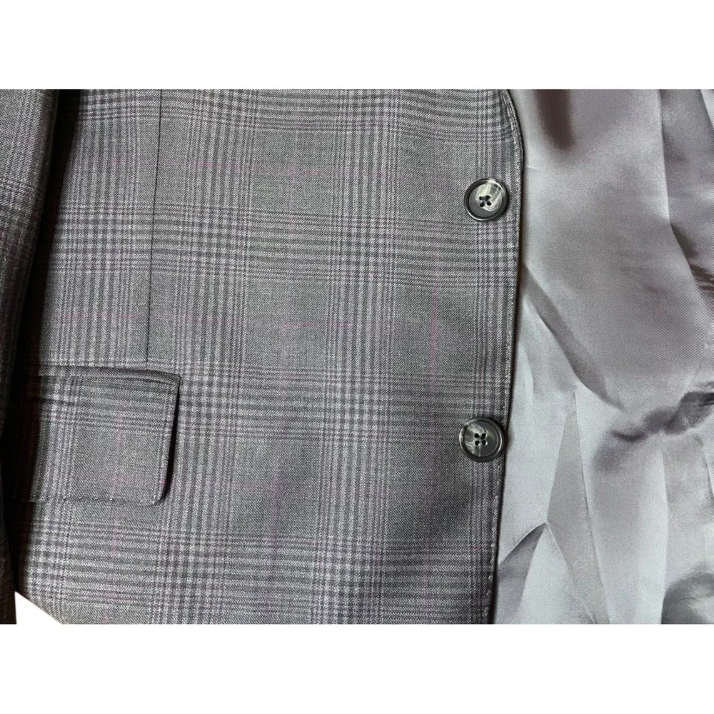 Brooks Brothers Sport Coat Jacket Men Size 42S Gray Plaid Wool Blend Two Button
